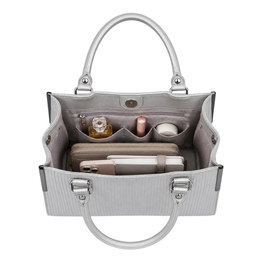 Replica Designer USA Bags Women's Silver Textured Leather Tote Bag