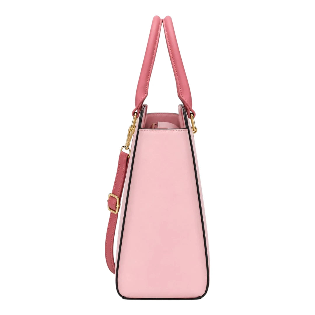 Replica Designer USA Bags Women's Luxury Color block Leather Carryall Tote Bag– Pink Edition