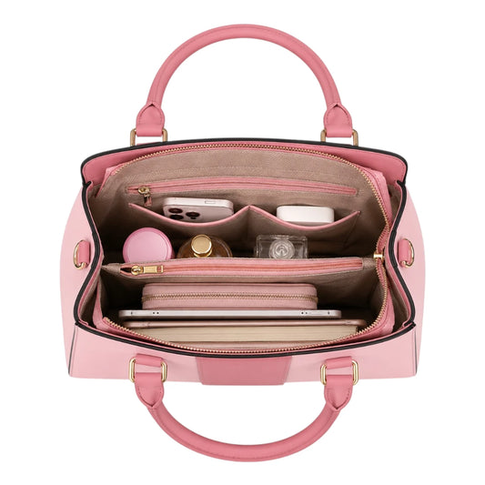 Replica Designer USA Bags Women's Luxury Color block Leather Carryall Tote Bag– Pink Edition