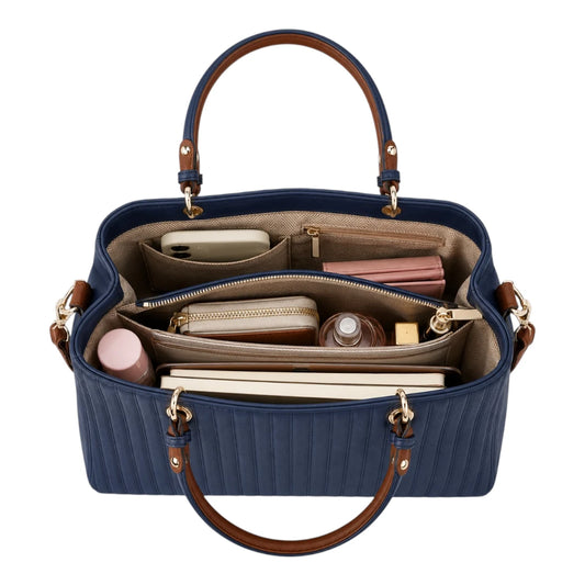 Replica Designer USA Bags Women's Premium Navy Textured Tote Bag