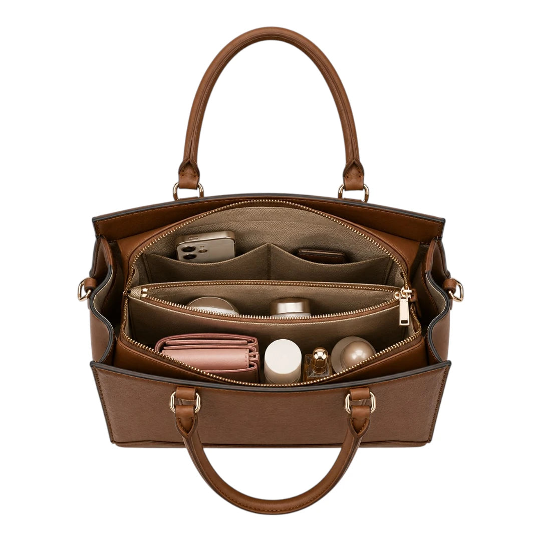 Replica Designer USA Bags Women's Textured Leather Tote Bag – Elegant Brown Handbag