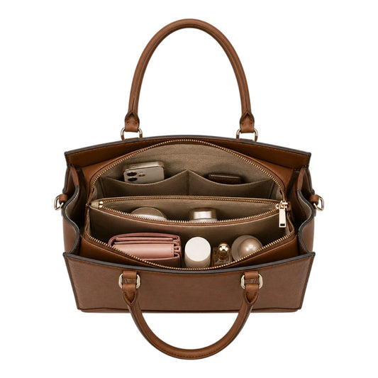 Replica Designer USA Bags Women's Textured Leather Tote Bag – Elegant Brown Handbag